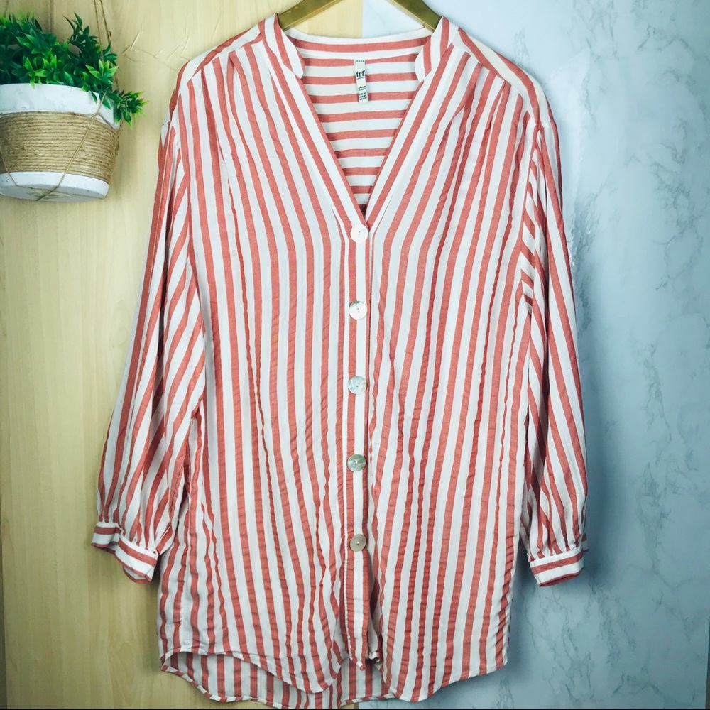 Zara | red stripe button down shirt